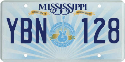 MS license plate YBN128