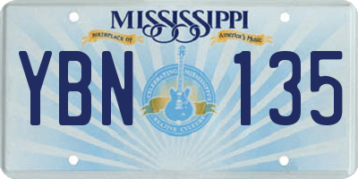 MS license plate YBN135