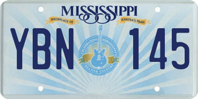 MS license plate YBN145