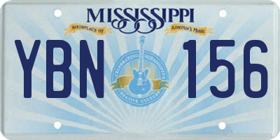 MS license plate YBN156