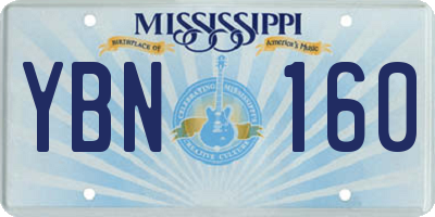 MS license plate YBN160