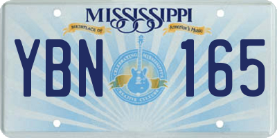 MS license plate YBN165