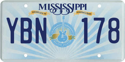 MS license plate YBN178