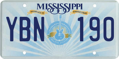 MS license plate YBN190