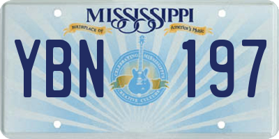 MS license plate YBN197