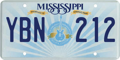 MS license plate YBN212