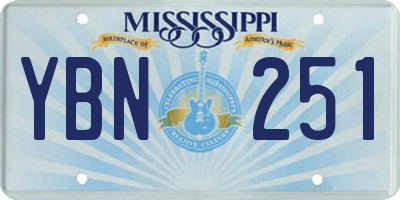 MS license plate YBN251