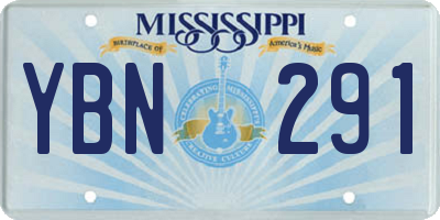 MS license plate YBN291