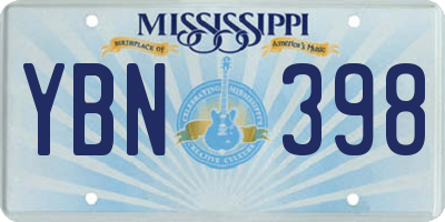 MS license plate YBN398