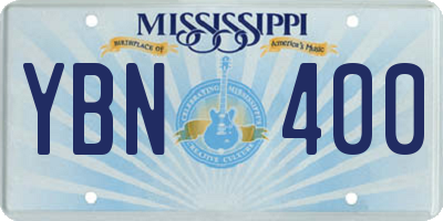 MS license plate YBN400