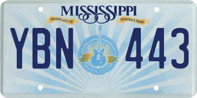 MS license plate YBN443