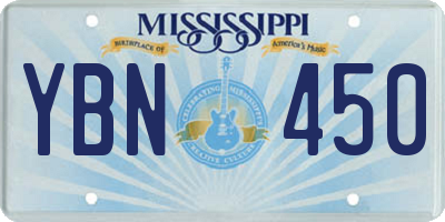 MS license plate YBN450