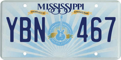 MS license plate YBN467