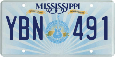 MS license plate YBN491