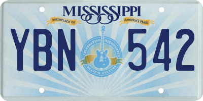 MS license plate YBN542