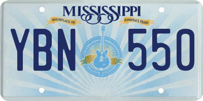 MS license plate YBN550