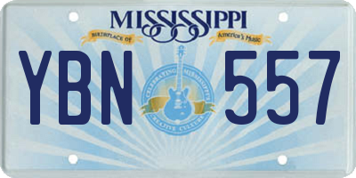 MS license plate YBN557