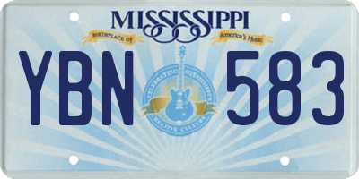 MS license plate YBN583