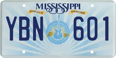 MS license plate YBN601