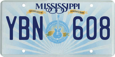 MS license plate YBN608