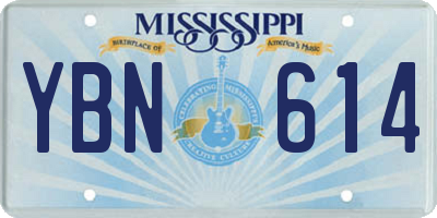 MS license plate YBN614