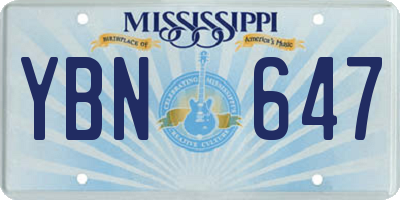 MS license plate YBN647