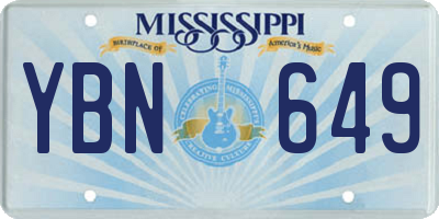 MS license plate YBN649