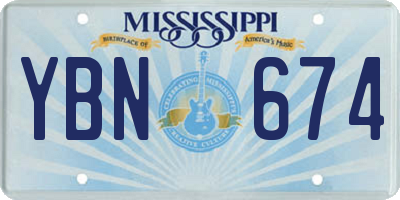 MS license plate YBN674