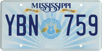 MS license plate YBN759