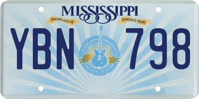 MS license plate YBN798