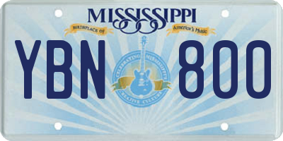 MS license plate YBN800