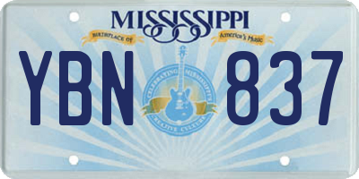 MS license plate YBN837