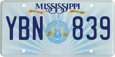 MS license plate YBN839