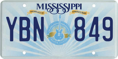 MS license plate YBN849