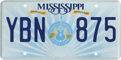 MS license plate YBN875