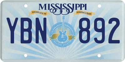 MS license plate YBN892