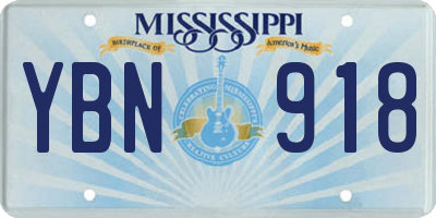 MS license plate YBN918