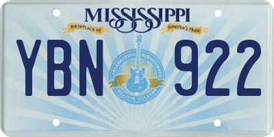 MS license plate YBN922