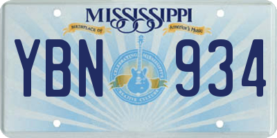 MS license plate YBN934