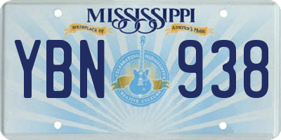 MS license plate YBN938