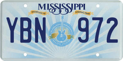 MS license plate YBN972
