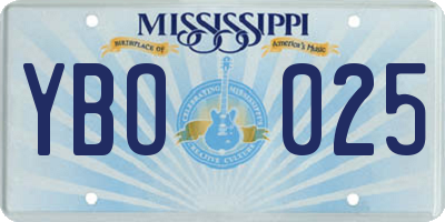 MS license plate YBO025