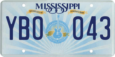 MS license plate YBO043