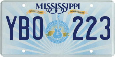 MS license plate YBO223