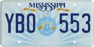 MS license plate YBO553