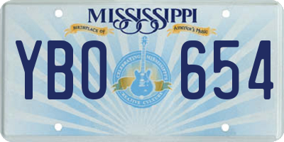 MS license plate YBO654