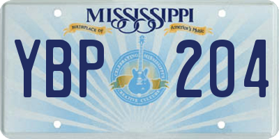 MS license plate YBP204