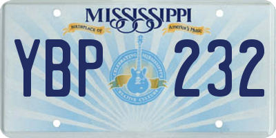 MS license plate YBP232