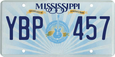 MS license plate YBP457