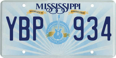 MS license plate YBP934